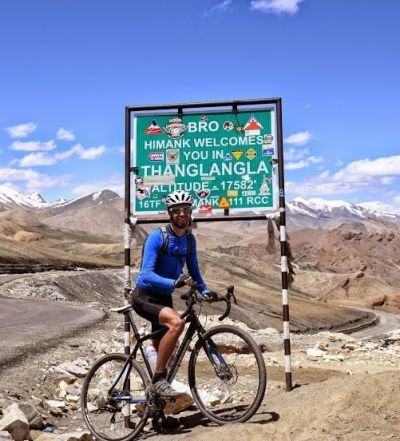 Matt Westby Cycling on the  tour with redspokes